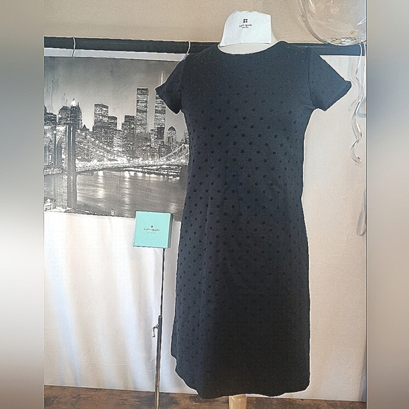 Kate Spade Black Embossed Textured Dot  Midi Dress Size Xs - Picture 3 of 10